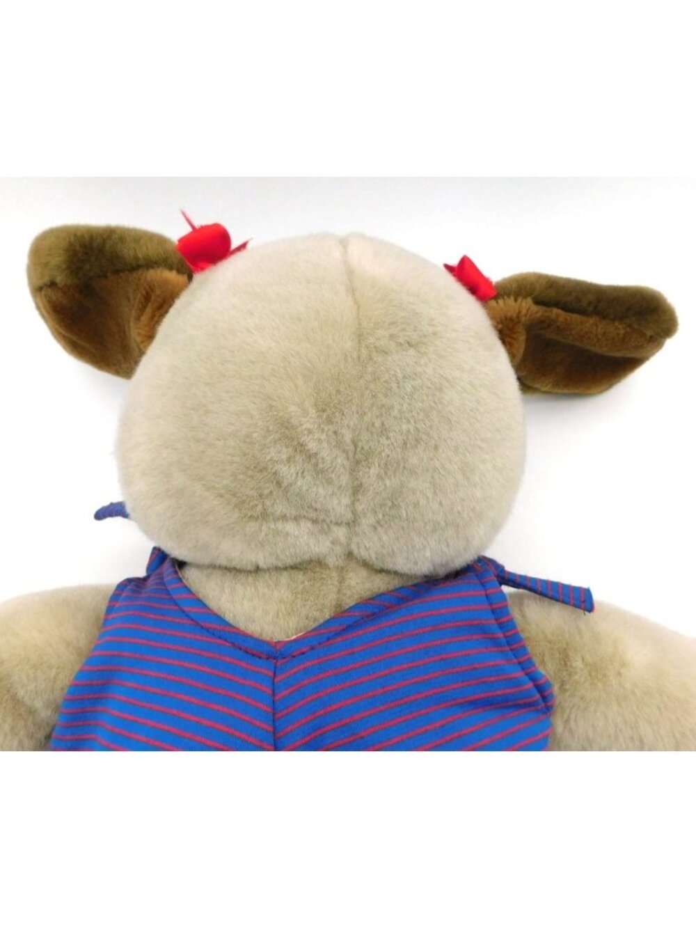 Yang Jee Large Plush Dog Toy Blue Striped Romper Red Hair Bow Stuffed Animal 18" - Picture 5 of 8